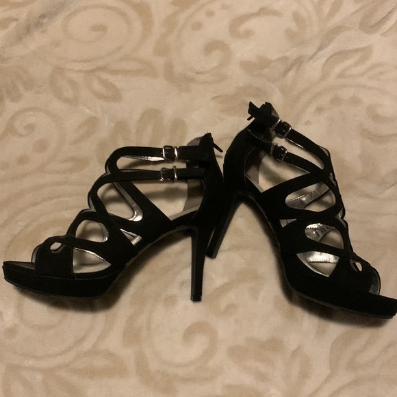 Report Strappy Black Suede High Heels -8 - Picture 5 of 8
